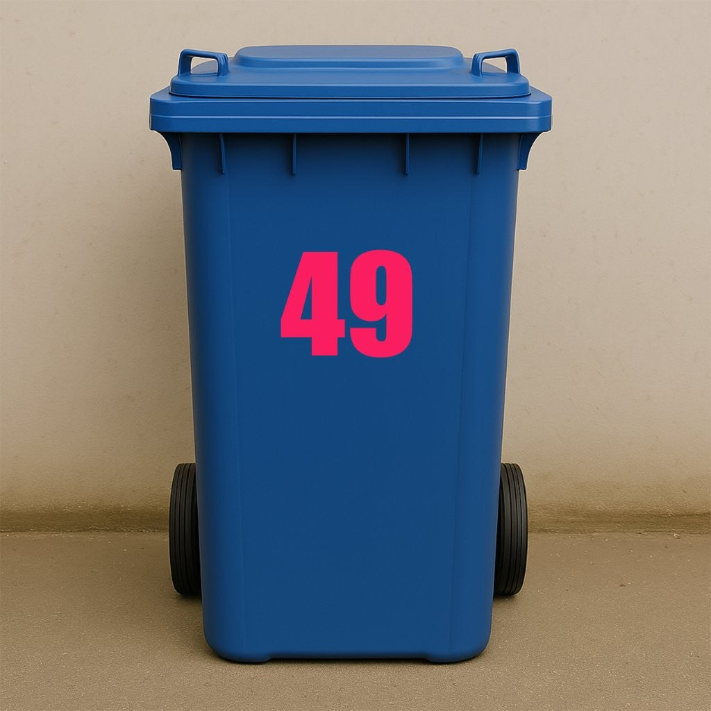 Pink Wheelie Bin Stickers - x2 Waterproof Vinyl Numbers