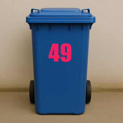 Pink Wheelie Bin Stickers - x2 Waterproof Vinyl Numbers