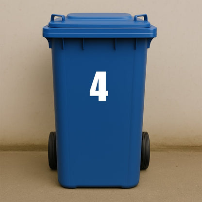 White Wheelie Bin Stickers - x2 Waterproof Vinyl Numbers