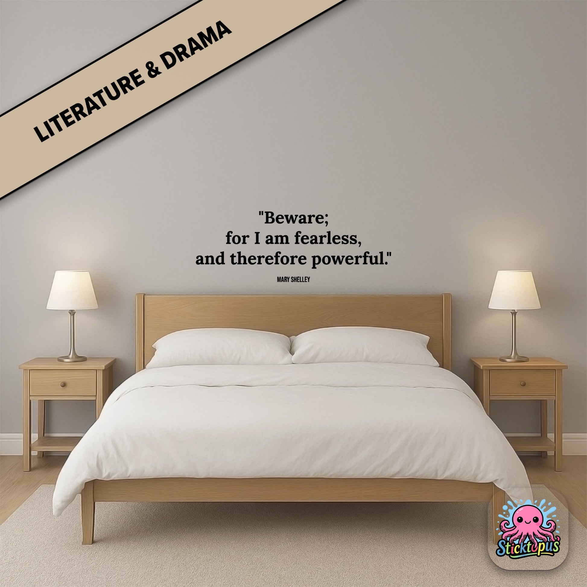 Gothic quote sticker: “Beware; for I am fearless, and therefore powerful” – Mary Shelley