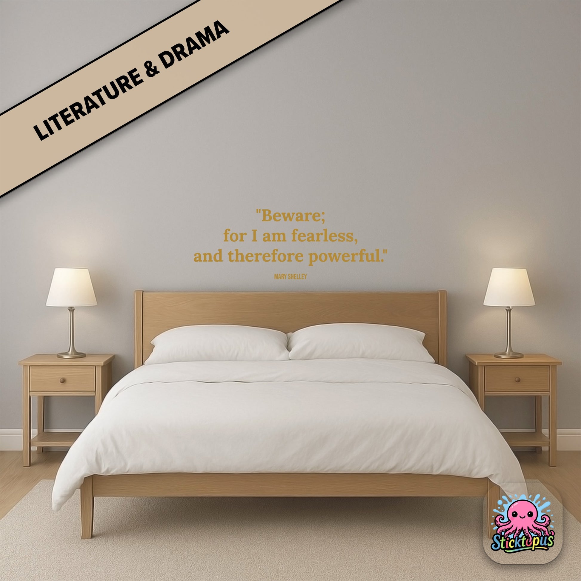 Gothic quote sticker: “Beware; for I am fearless, and therefore powerful” – Mary Shelley