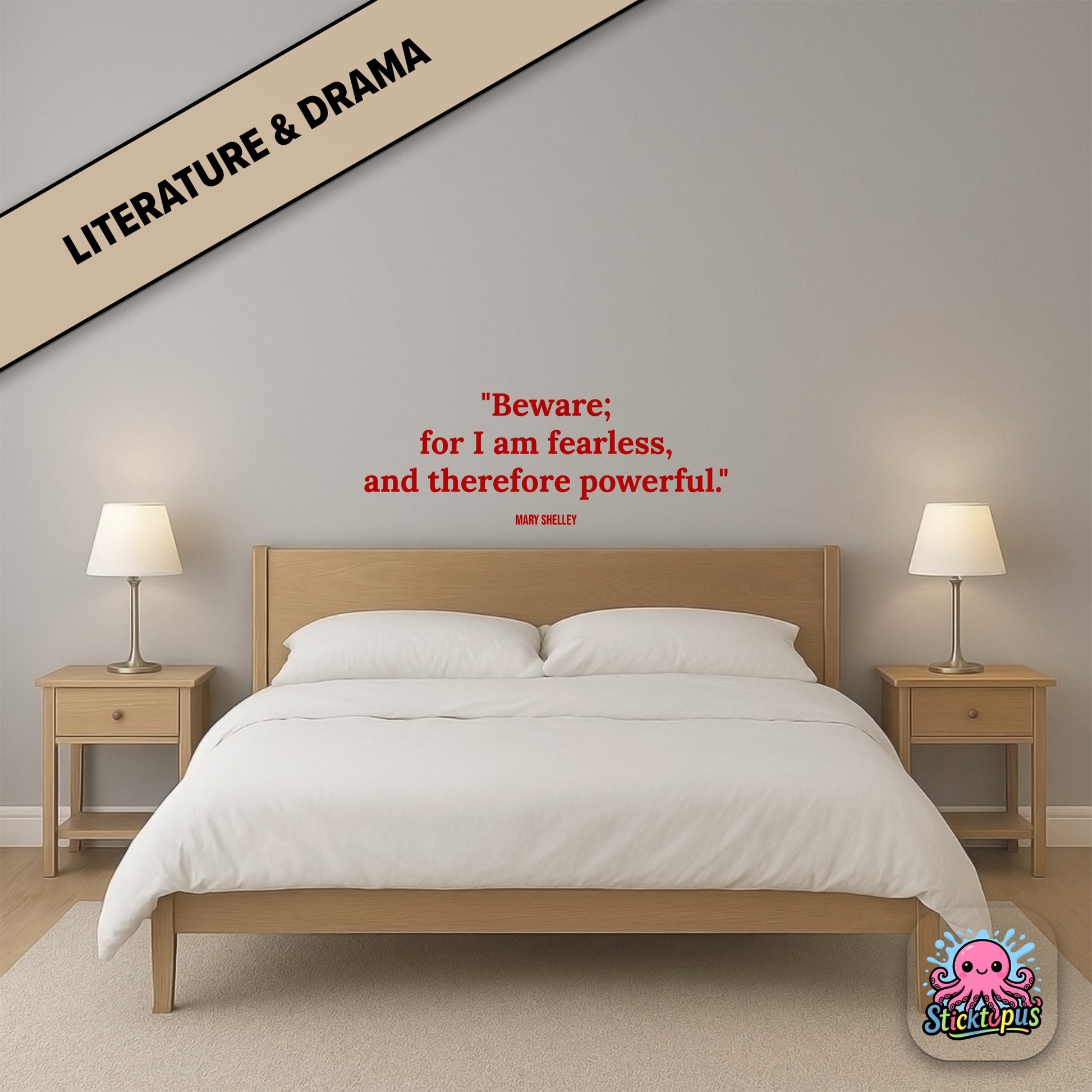 Gothic quote sticker: “Beware; for I am fearless, and therefore powerful” – Mary Shelley