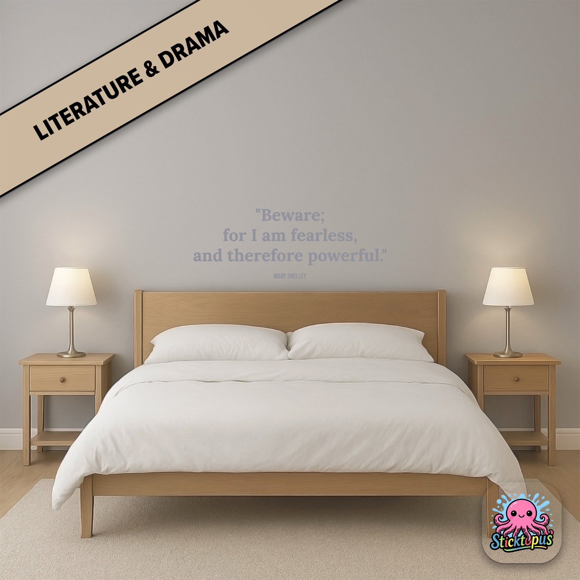 Gothic quote sticker: “Beware; for I am fearless, and therefore powerful” – Mary Shelley