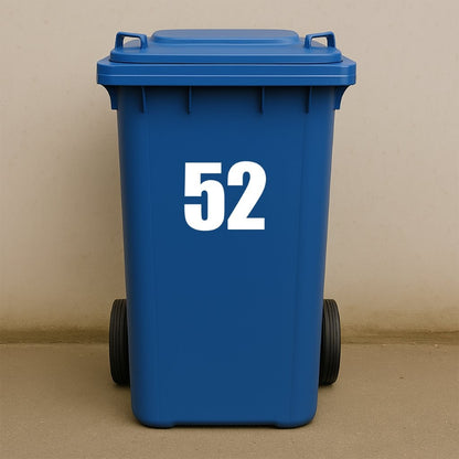 White Wheelie Bin Stickers - x2 Waterproof Vinyl Numbers