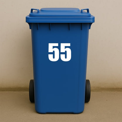 White Wheelie Bin Stickers - x2 Waterproof Vinyl Numbers