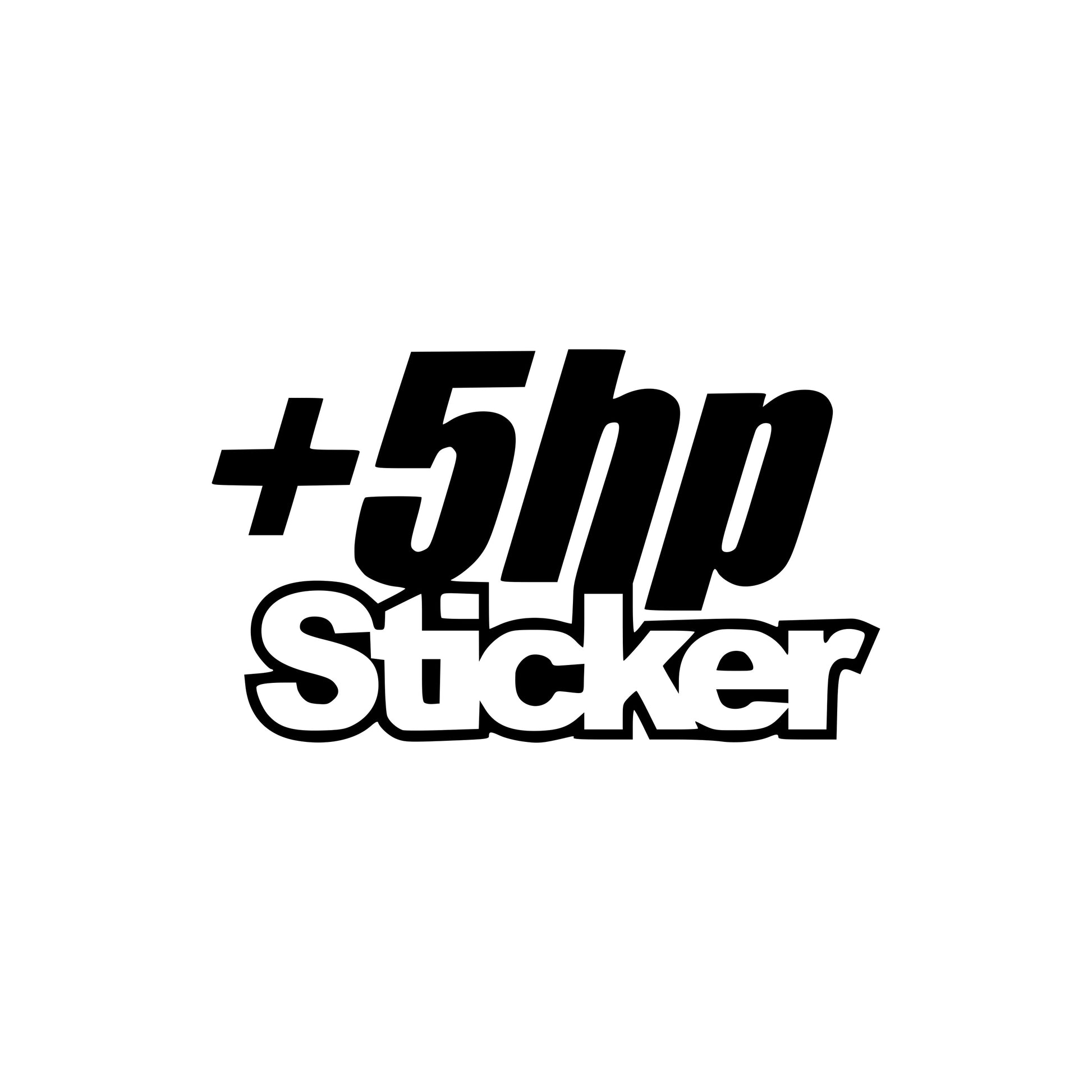 Black +5hp vinyl sticker decal on a white background.