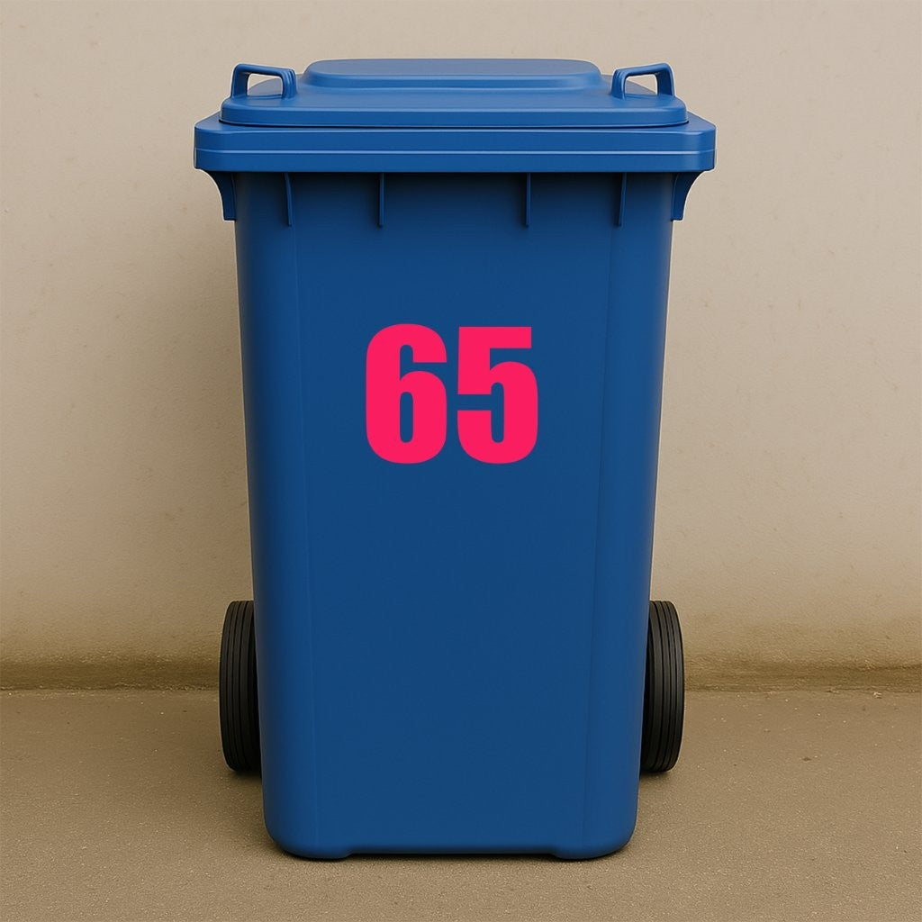 Pink Wheelie Bin Stickers - x2 Waterproof Vinyl Numbers