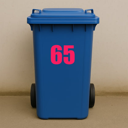 Pink Wheelie Bin Stickers - x2 Waterproof Vinyl Numbers