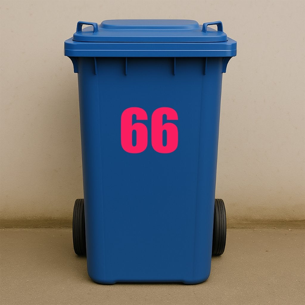 Pink Wheelie Bin Stickers - x2 Waterproof Vinyl Numbers