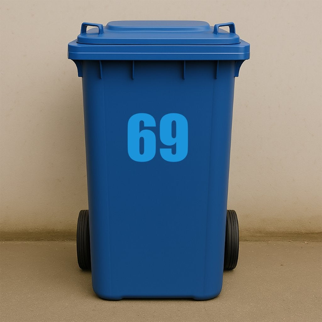 Blue Wheelie Bin Stickers - x2 Waterproof Vinyl Numbers