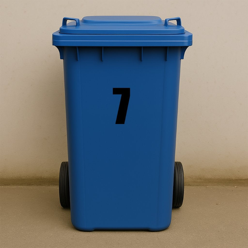 Black Wheelie Bin Stickers - x2 Waterproof Vinyl Numbers