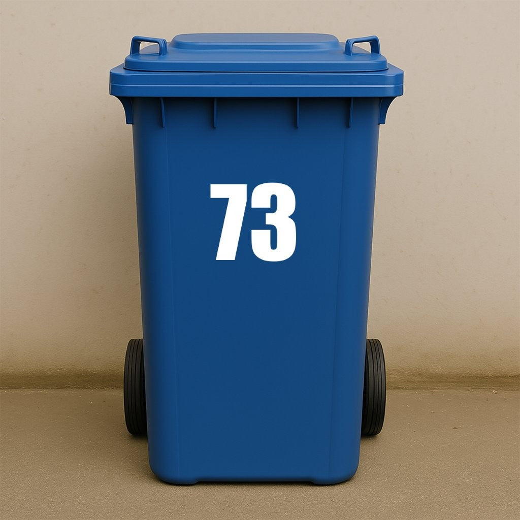 White Wheelie Bin Stickers - x2 Waterproof Vinyl Numbers