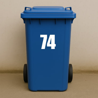 White Wheelie Bin Stickers - x2 Waterproof Vinyl Numbers