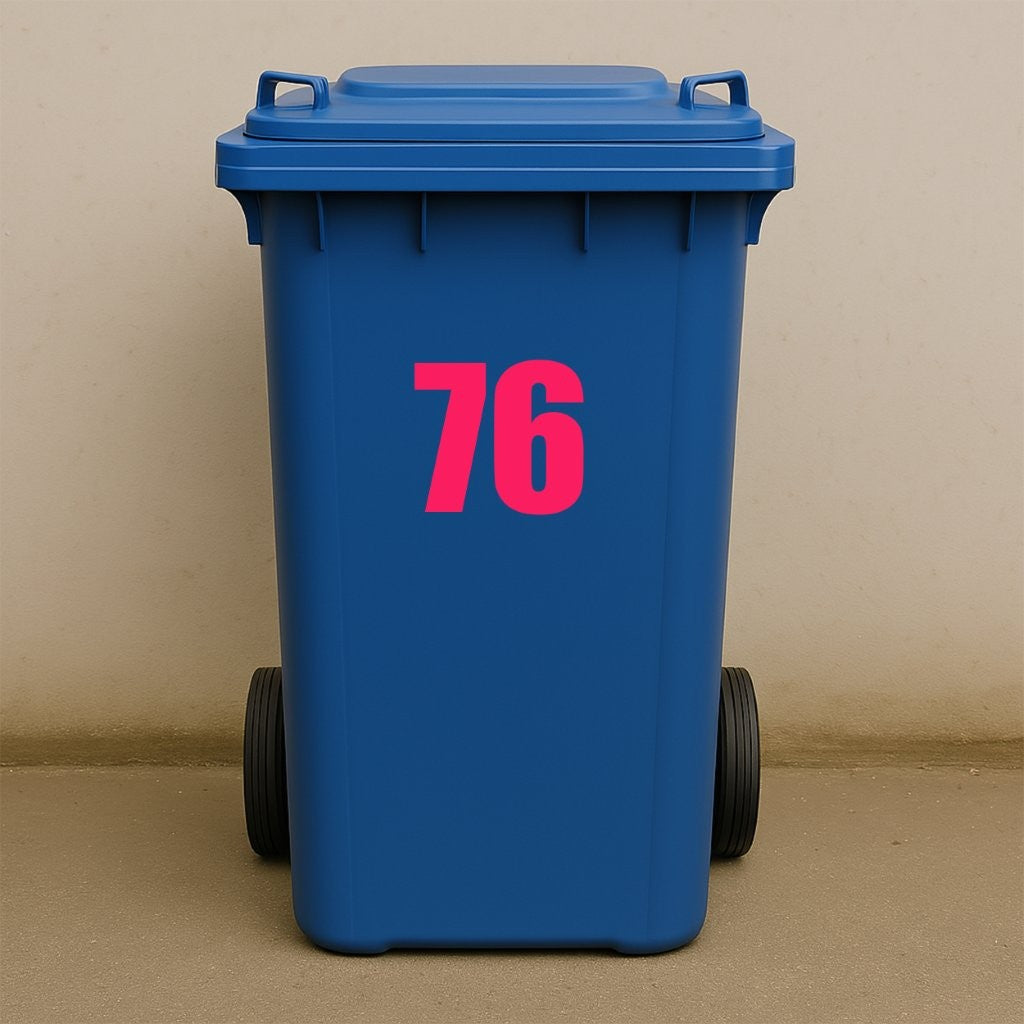 Pink Wheelie Bin Stickers - x2 Waterproof Vinyl Numbers