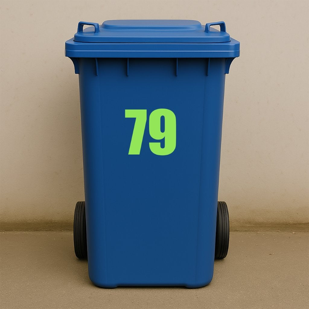Green Wheelie Bin Stickers - x2 Waterproof Vinyl Numbers