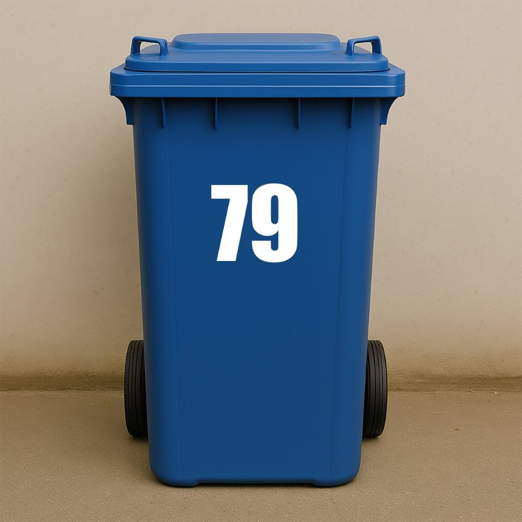 White Wheelie Bin Stickers - x2 Waterproof Vinyl Numbers