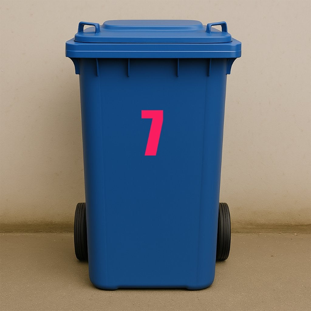 Pink Wheelie Bin Stickers - x2 Waterproof Vinyl Numbers