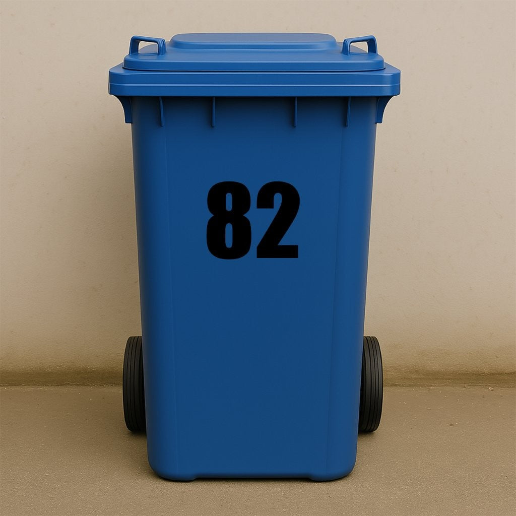 Black Wheelie Bin Stickers - x2 Waterproof Vinyl Numbers