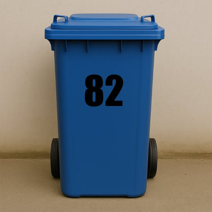 Black Wheelie Bin Stickers - x2 Waterproof Vinyl Numbers