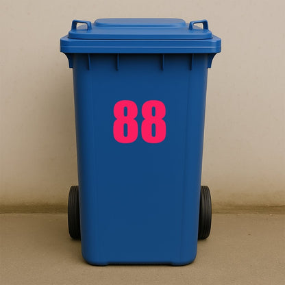 Pink Wheelie Bin Stickers - x2 Waterproof Vinyl Numbers