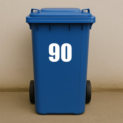 White Wheelie Bin Stickers - x2 Waterproof Vinyl Numbers