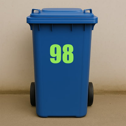 Green Wheelie Bin Stickers - x2 Waterproof Vinyl Numbers