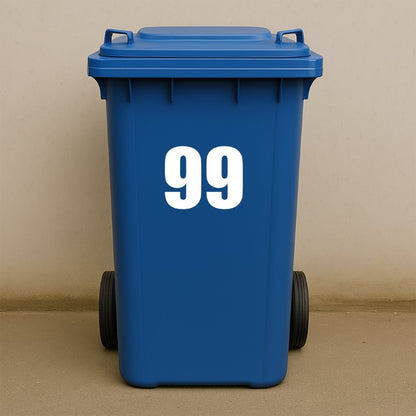 White Wheelie Bin Stickers - x2 Waterproof Vinyl Numbers