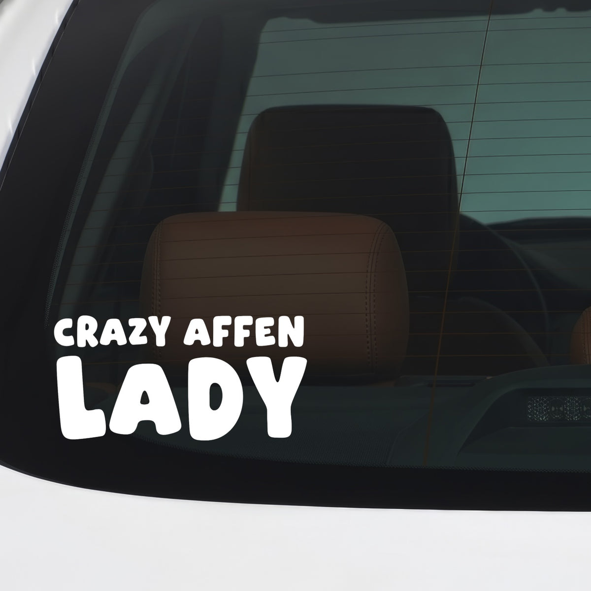 Affen – CRAZY DOG LADY Sticker – Car Window Decal – White vinyl car/window decal mockup