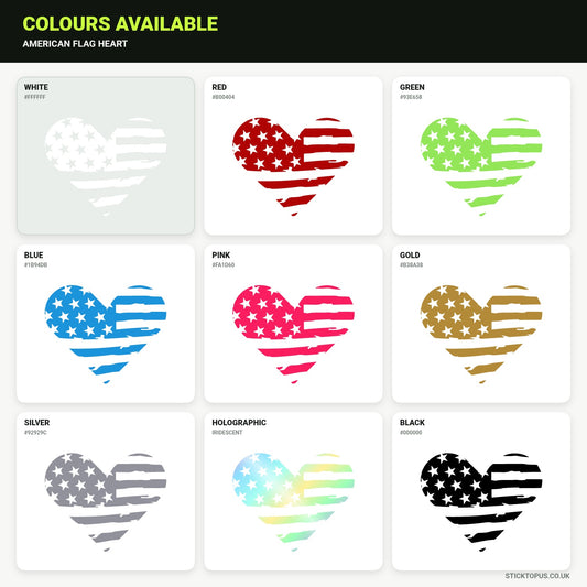 Vinyl colour options for American Flag Heart vinyl sticker