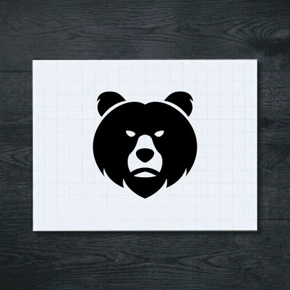 Black Angry Bear Face vinyl sticker
