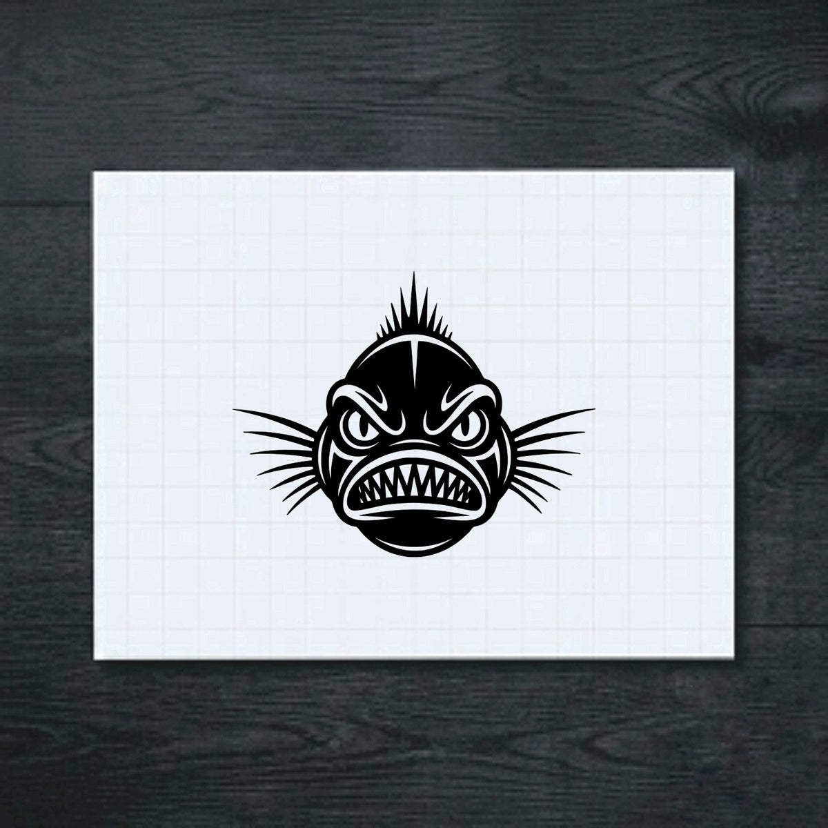 Black Angry Fish vinyl sticker