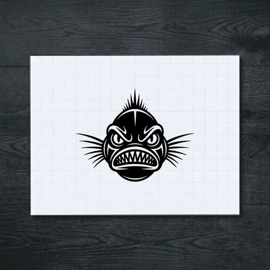 Black Angry Fish vinyl sticker