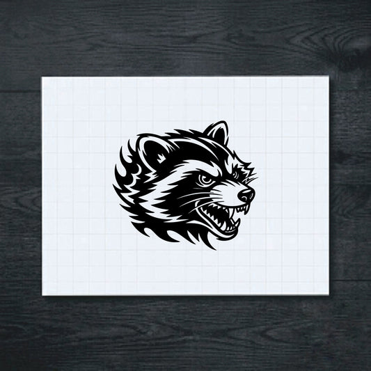 Black Angry Raccoon vinyl sticker