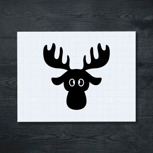 Black Antlered Moose Head vinyl sticker