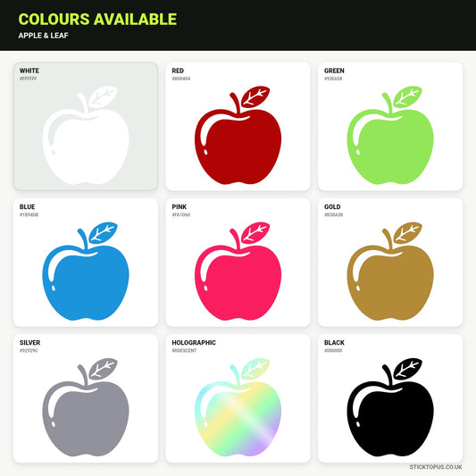Vinyl colour options for Apple & Leaf vinyl sticker