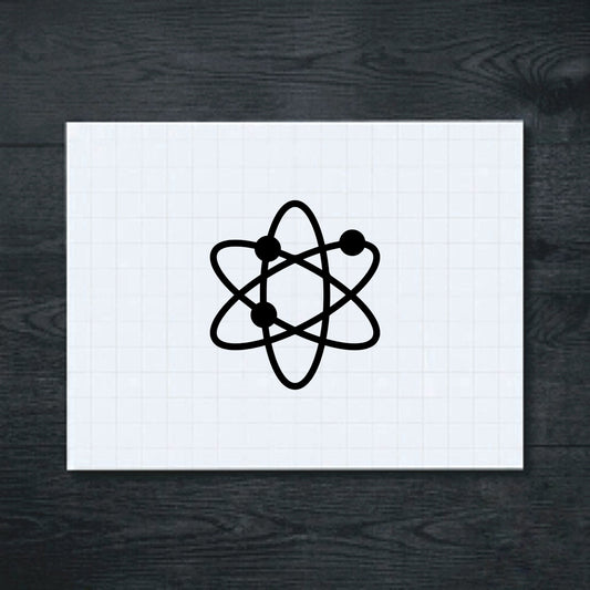 Black atom symbol sticker