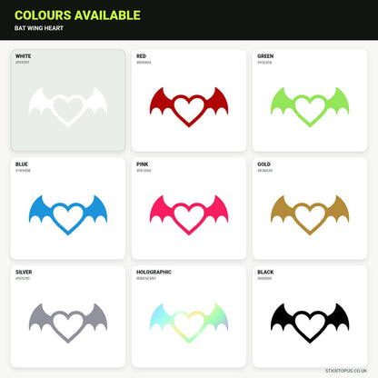 Vinyl colour options for bat wing heart vinyl sticker