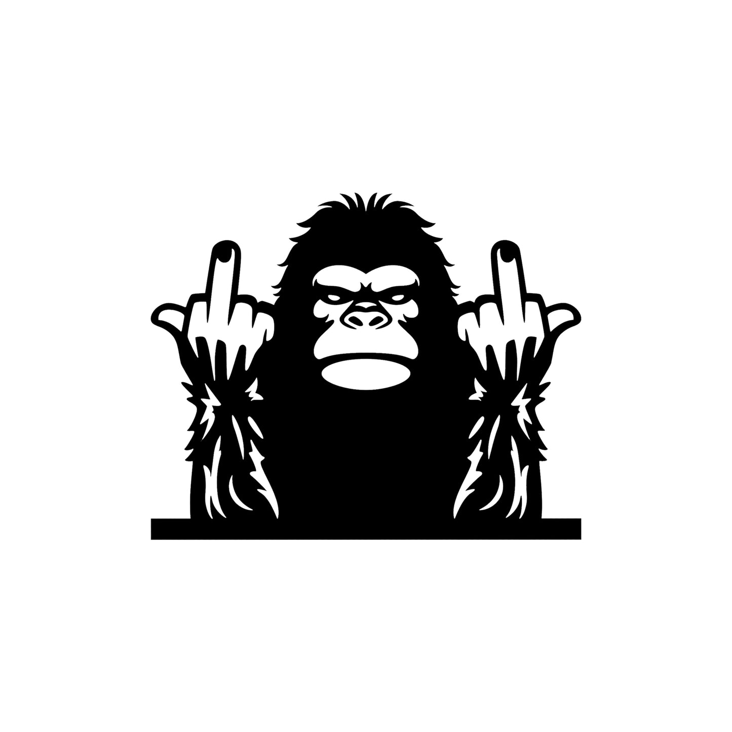 Black bigfoot middle fingers vinyl sticker design on a white background.