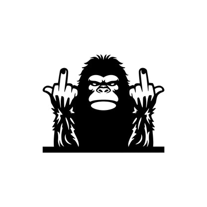 Black bigfoot middle fingers vinyl sticker design on a white background.