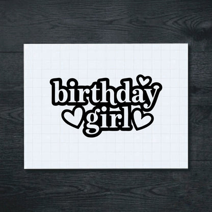 Black birthday girl vinyl sticker