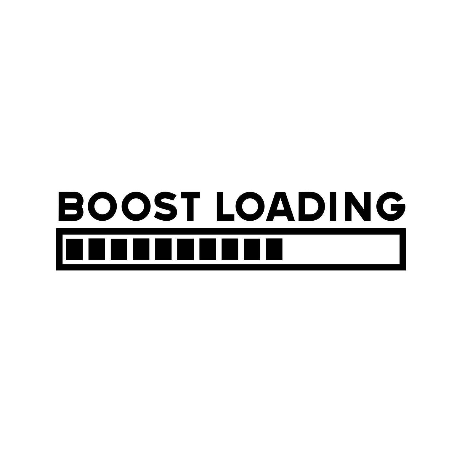 Black boost loading vinyl sticker on a white background.