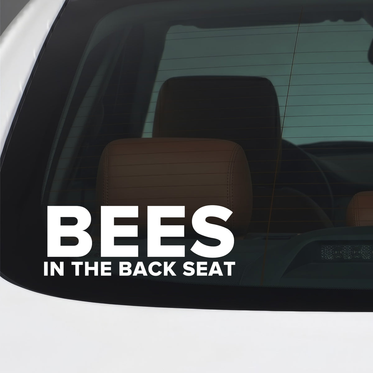 Brentford – BEES IN THE BACK SEAT Sticker – Car Window Decal – White vinyl car window sticker