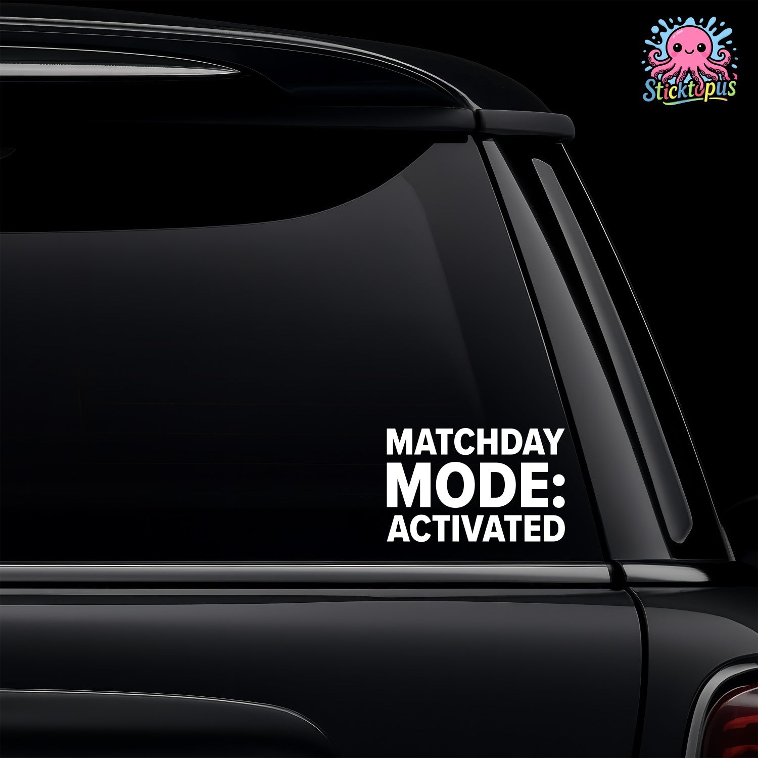 White vinyl car window sticker with the text Matchday Mode Activated for Brentford fans.