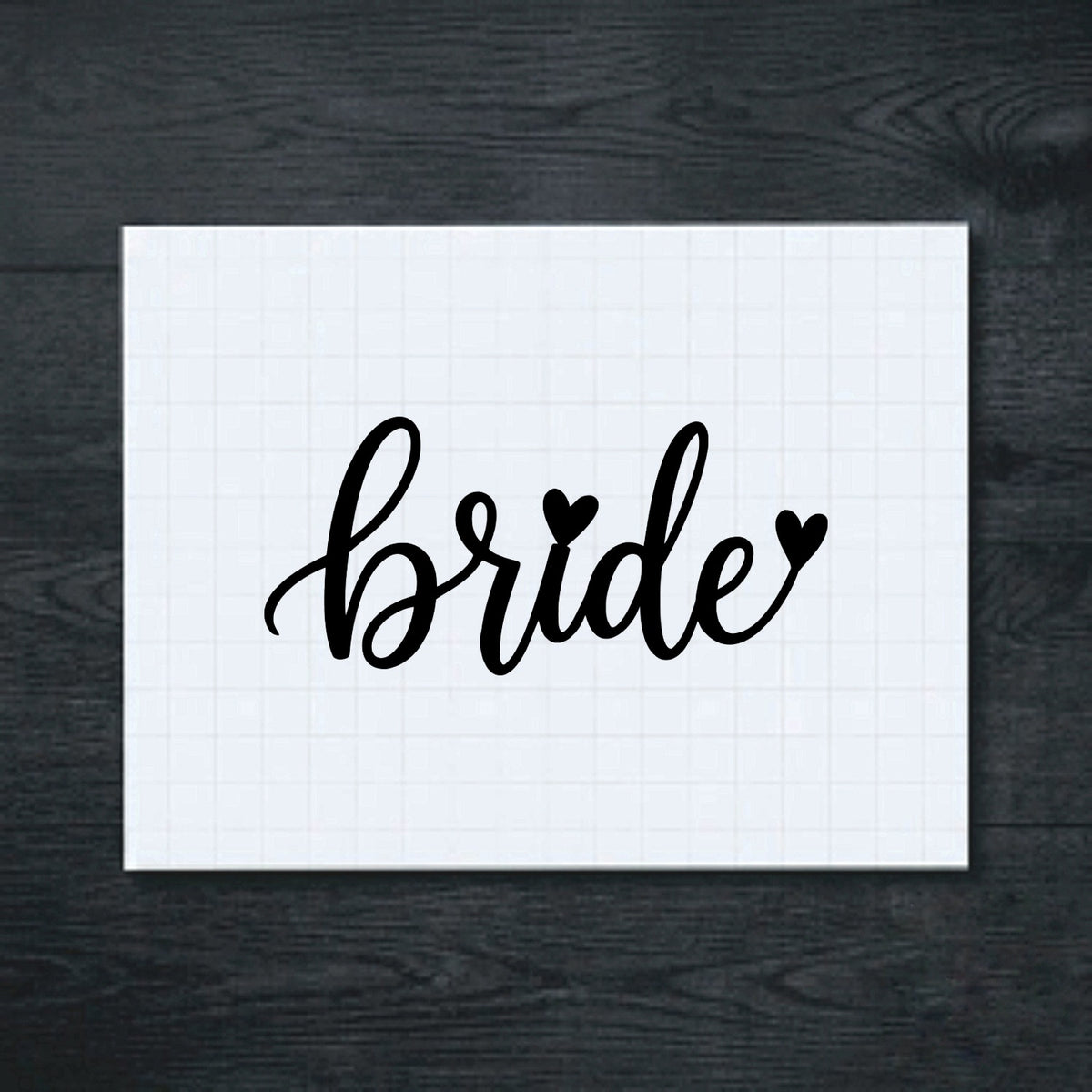 Black Bride Script Hearts vinyl sticker