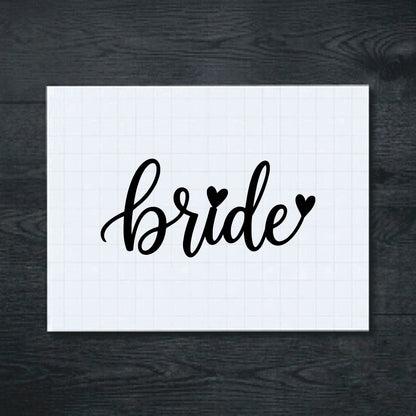 Black Bride Script Hearts vinyl sticker