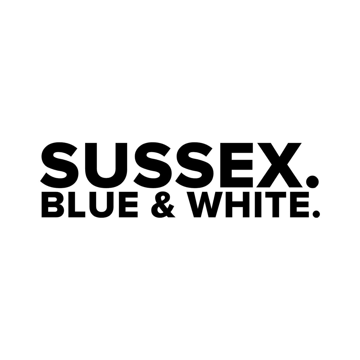 Brighton – SUSSEX. BLUE & WHITE. Sticker – Car Window Decal – black sticker design on white background
