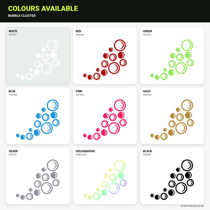 Vinyl colour options for bubble cluster vinyl sticker