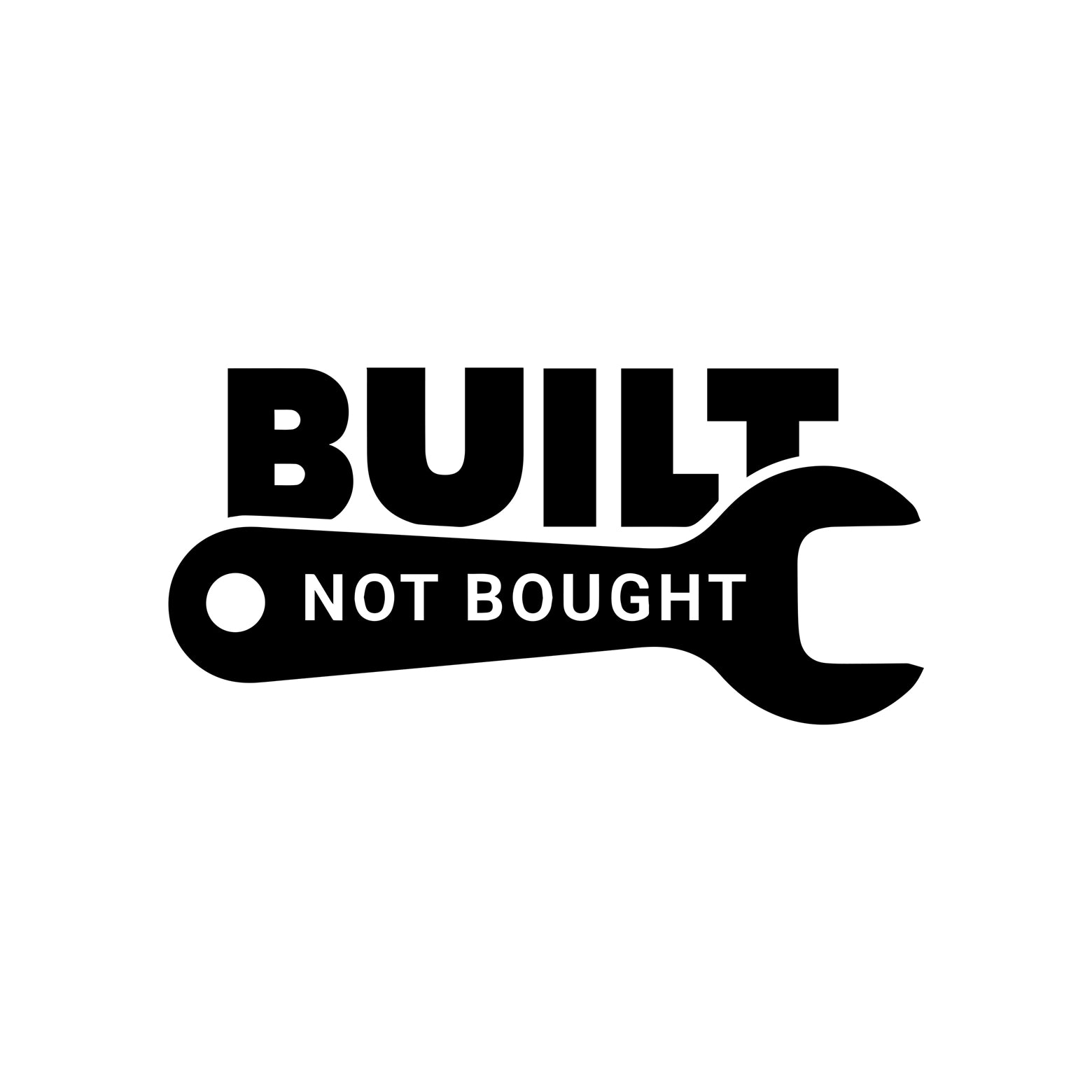 Black Built Not Bought vinyl sticker design on a white background.