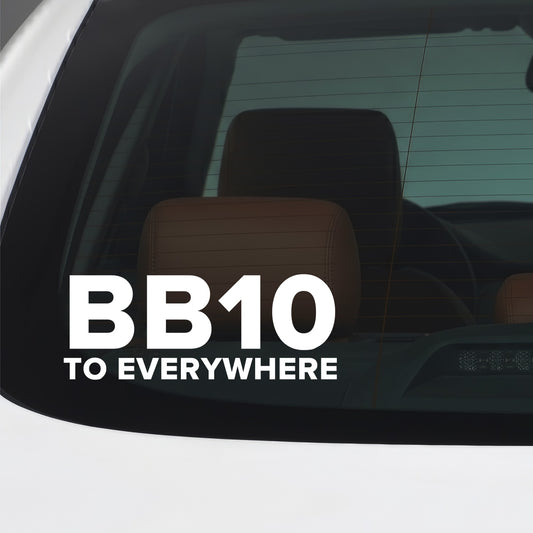 Burnley – BB10 TO EVERYWHERE Sticker – Car Window Decal – White vinyl car window sticker