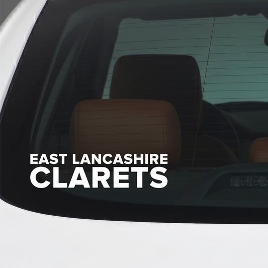 Burnley – EAST LANCASHIRE CLARETS Sticker – Car Window Decal – White vinyl car window sticker